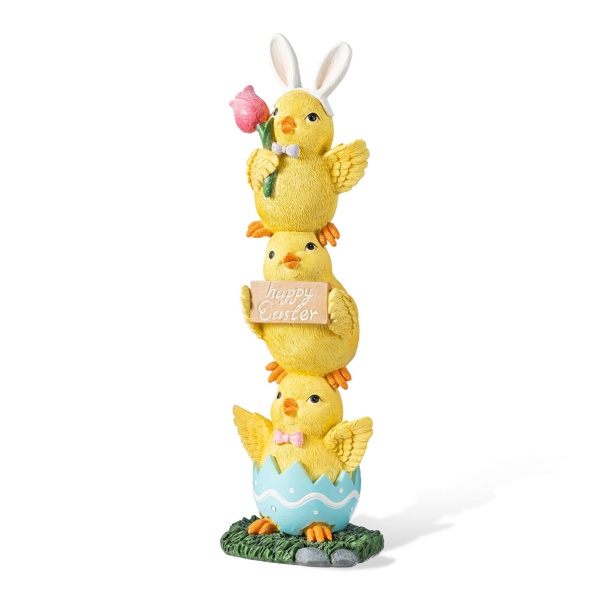 Glitzhome® 13.25" Easter Resin Stackable Chickens Table Decor